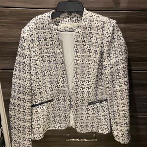 Cropped blazer navy & white pattern